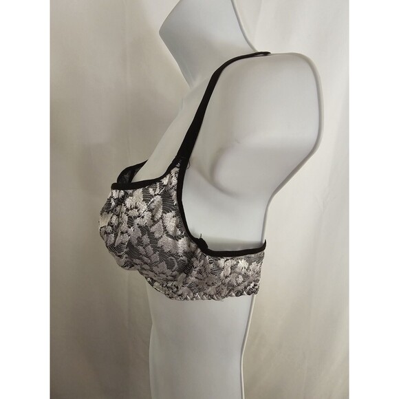 donna l'oren Bra Womens Black & White Lace Underwire Unpadded Size 38C - Picture 3 of 8